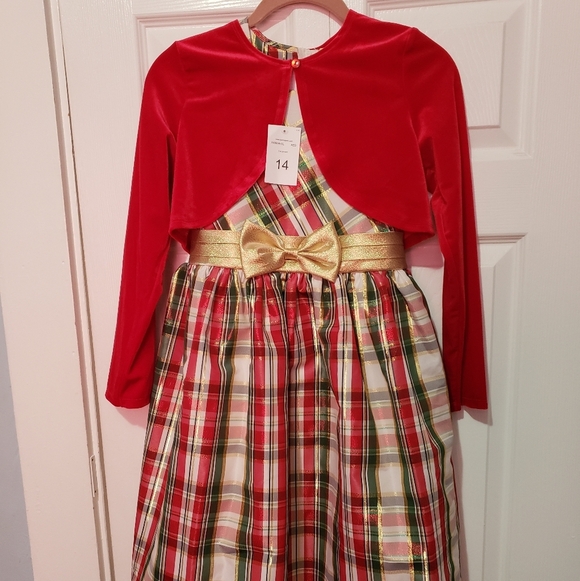 Bonnie Jean Big Girls stretch Cardigan & Dress - Picture 2 of 2